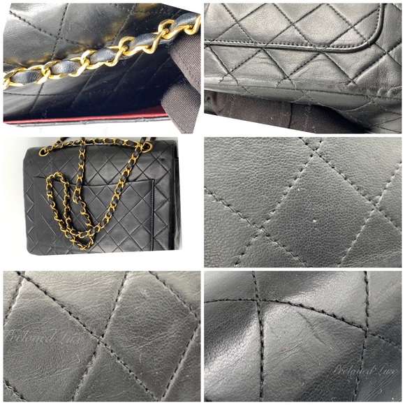 ❗️Sold❗️CHANEL Classic Lambskin Double Flap Medium Square Bag Black GHW - Picture 10 of 17